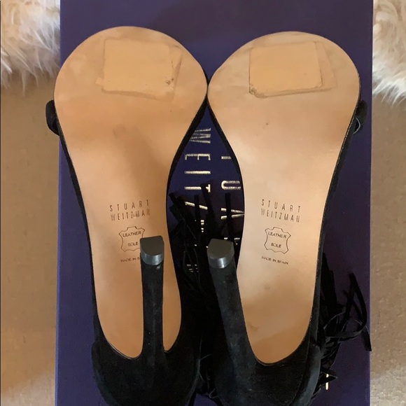 NIB Stuart Weitzman Love Fringe Size 7 Black Suede - Picture 4 of 10